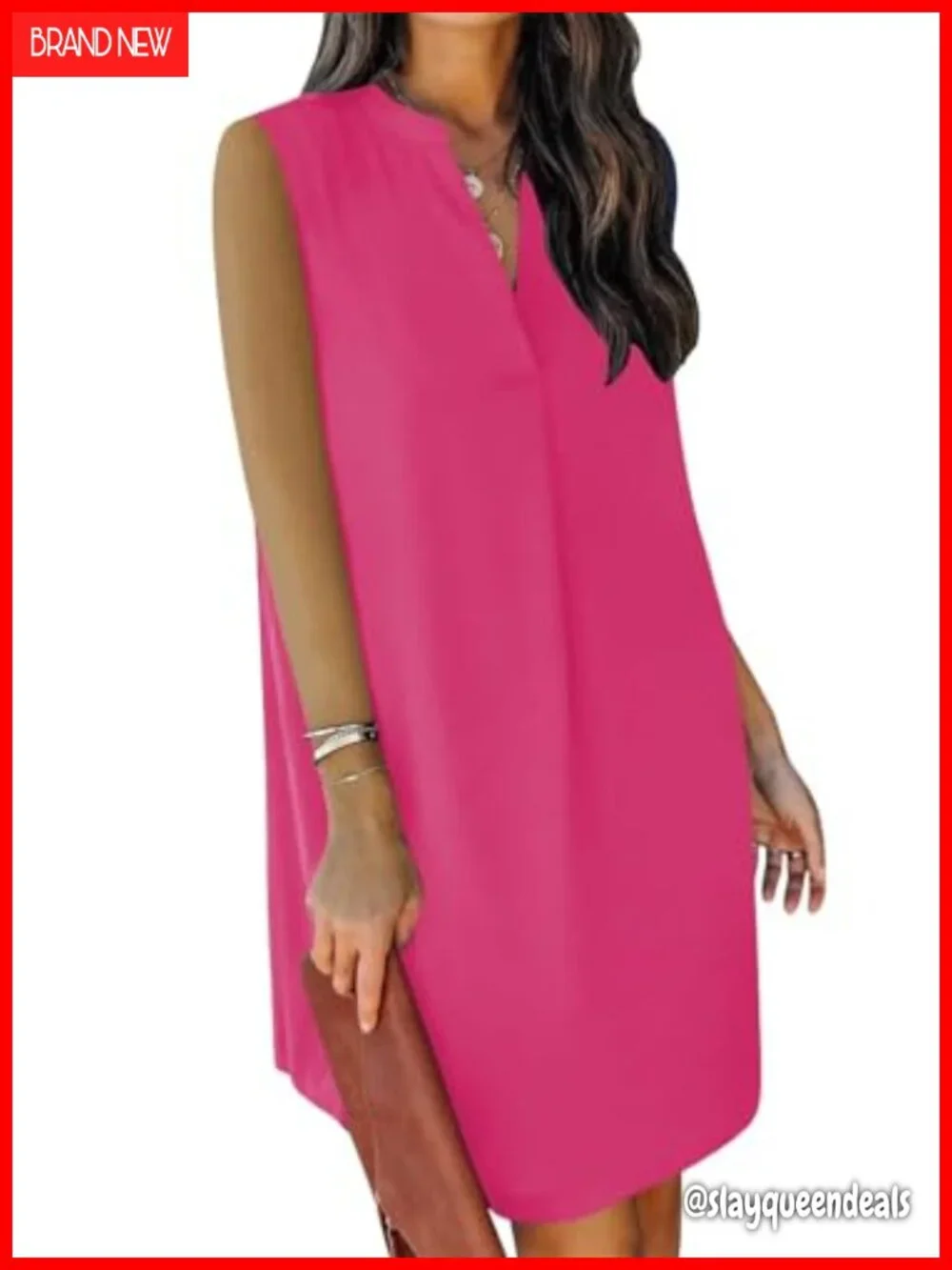 Women's Sleeveless V-Neck Swing Dress Casual Short Dress